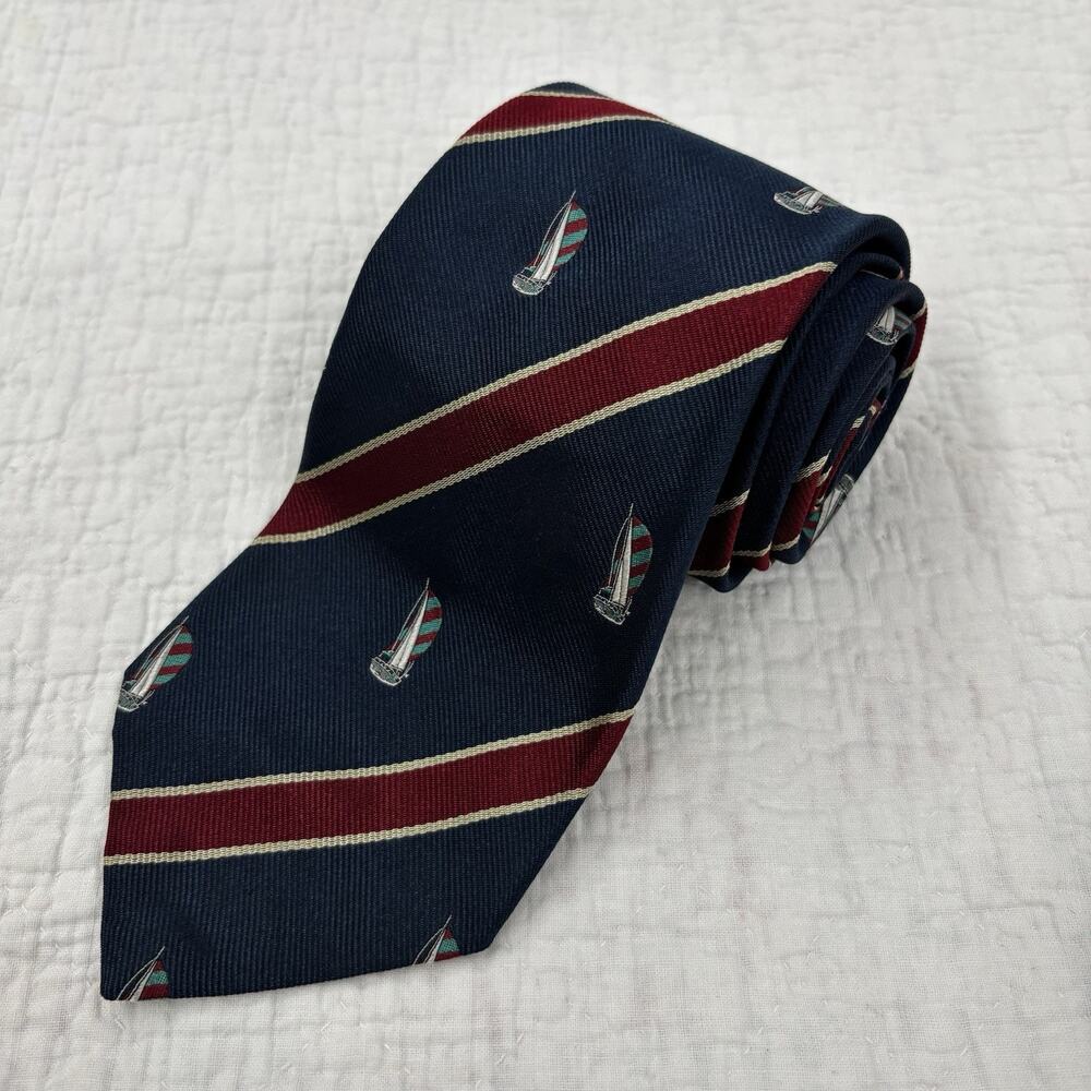Vintage Polo Ralph Lauren Mens Tie Silk Handmade Sailing Made In USA